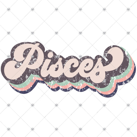 Pisces Retro Ready To Press Sublimation and DTF Transfer