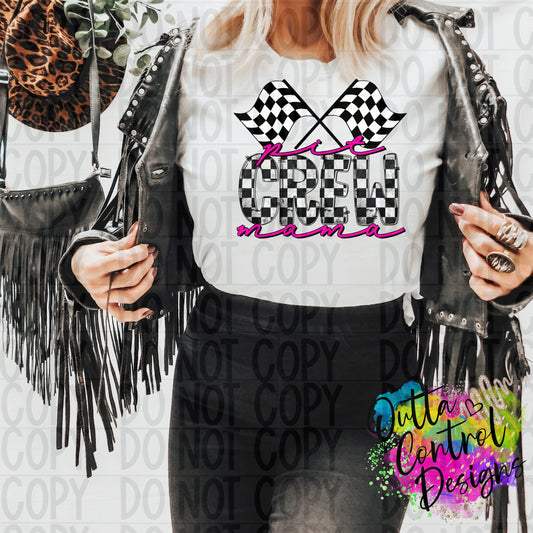 Pit Crew Mama Pink Ready To Press Sublimation and DTF Transfer