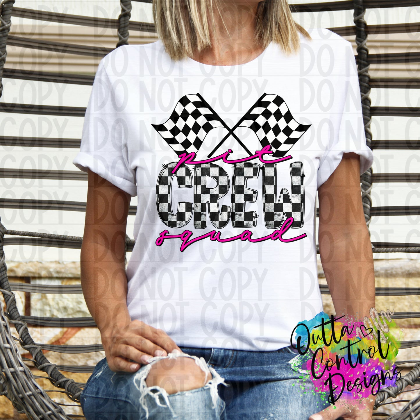 Pit Crew Squad Pink Ready To Press Sublimation and DTF Transfer