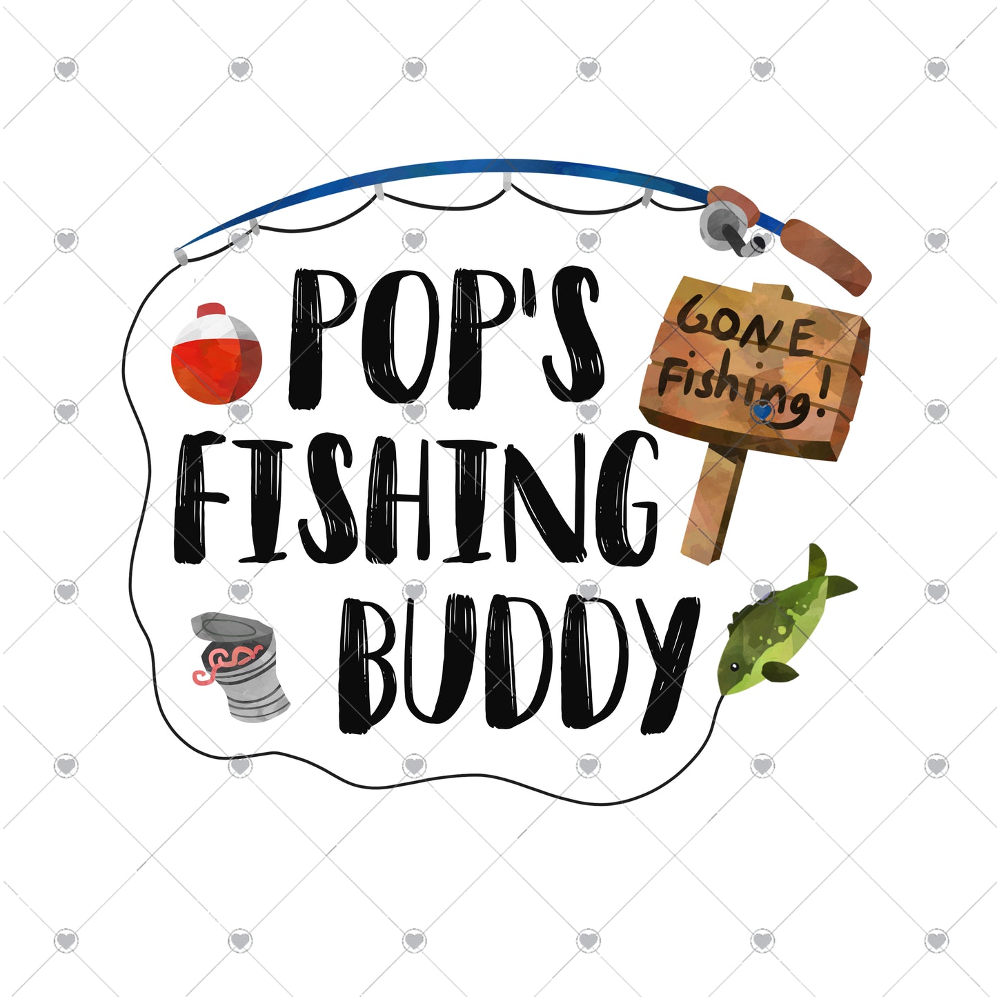 Pop's Fishing Buddy Ready To Press Sublimation Transfer