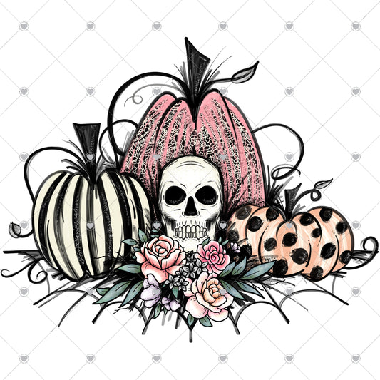 Halloween pumpkins and skull Ready To Press Sublimation and DTF Transfer