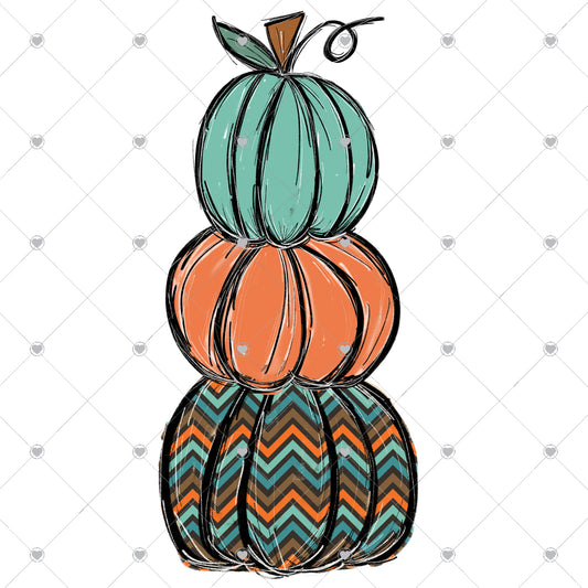 Pumpkin Stacked | Green Orange Ready To Press Sublimation and DTF Transfer