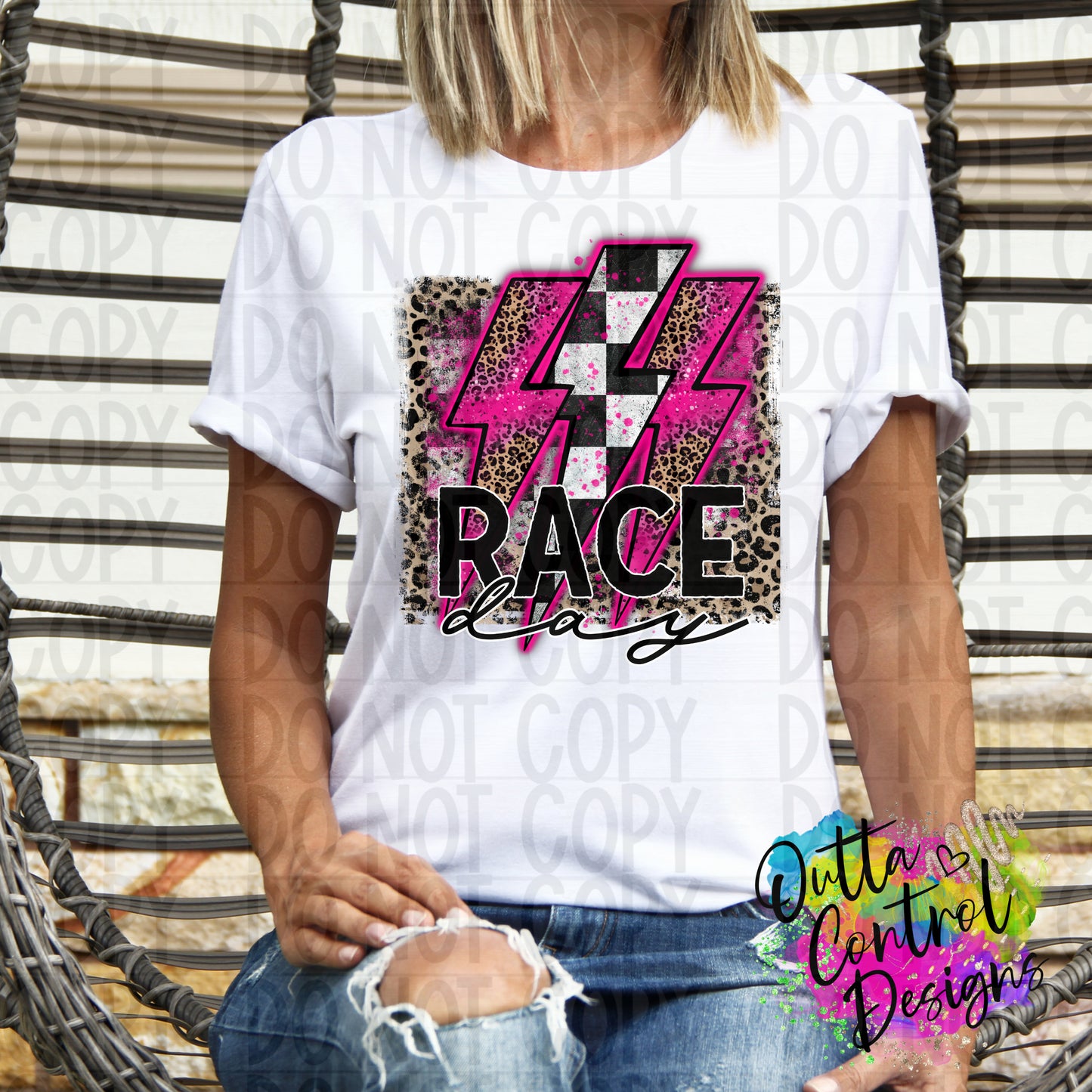 Race Day Bolt Leopard Pink Ready To Press Sublimation and DTF Transfer