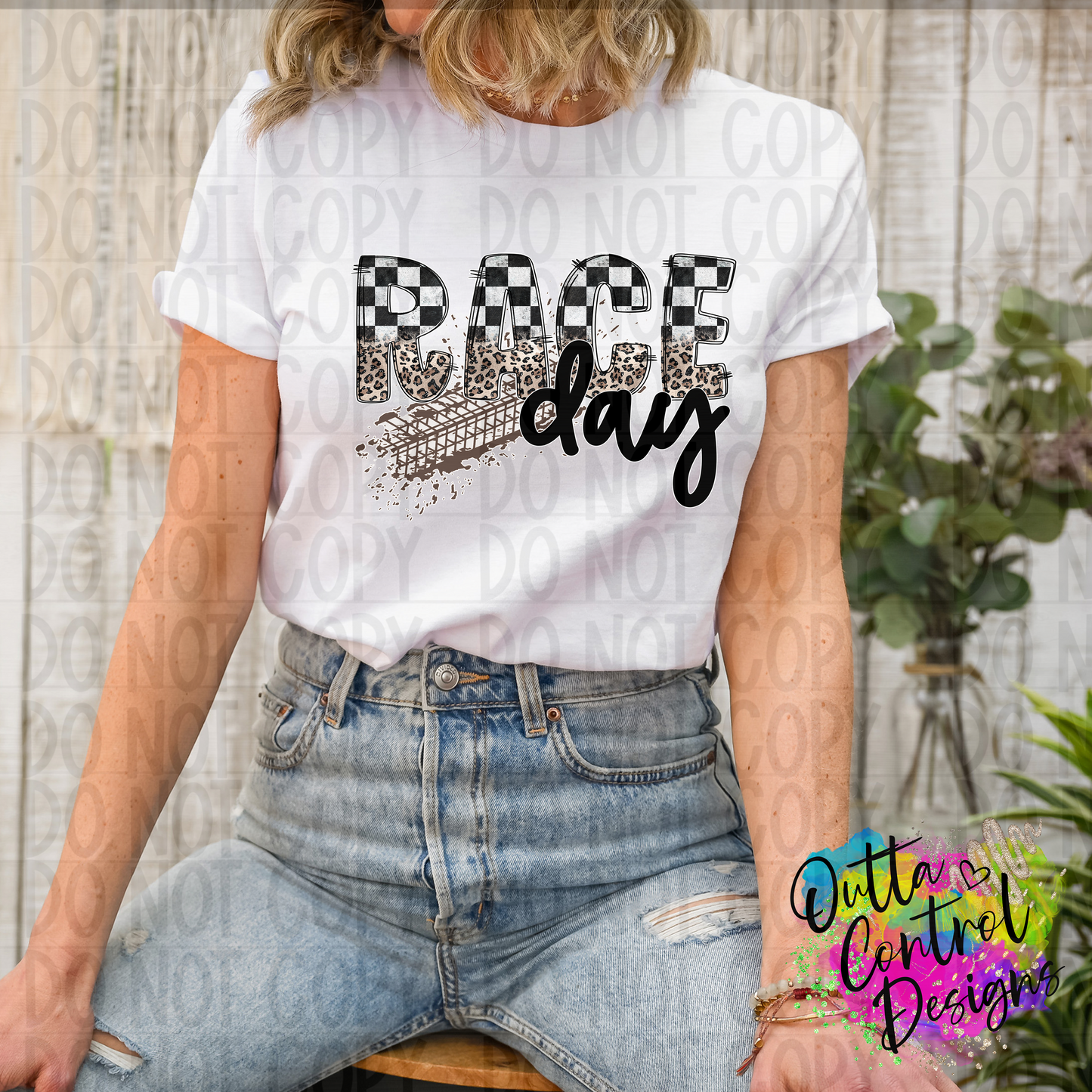 Race Day Checker Leopard Ready To Press Sublimation and DTF Transfer