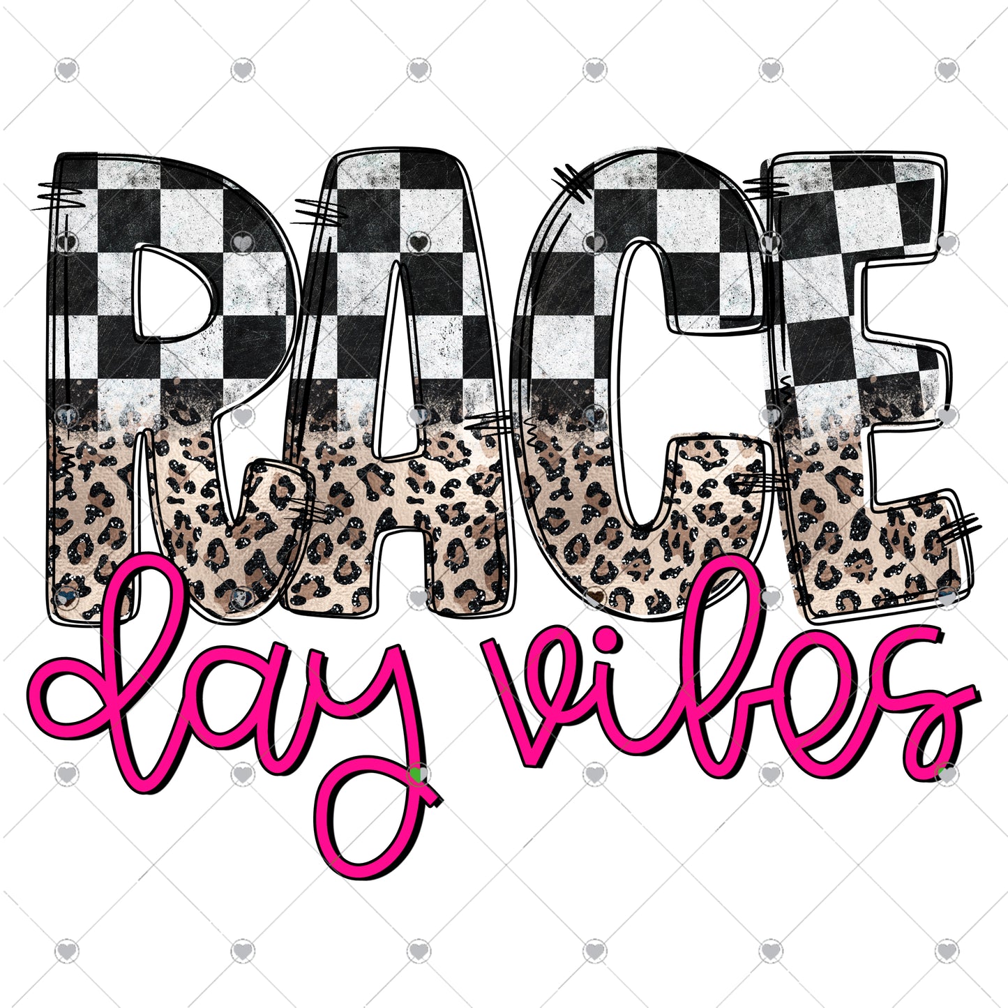 Race Day Vibes Pink Ready To Press Sublimation and DTF Transfer