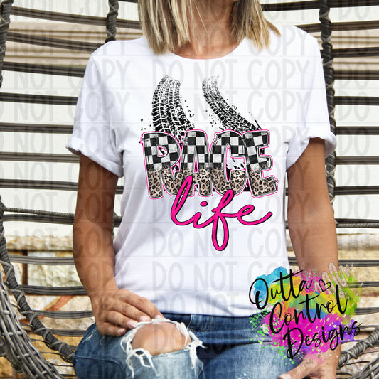 Race Life | Pink Ready to Press Sublimation and DTF Transfer