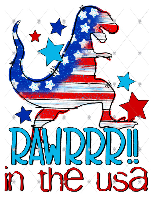 Rawr in the USA Buddy Ready To Press Sublimation and DTF Transfer
