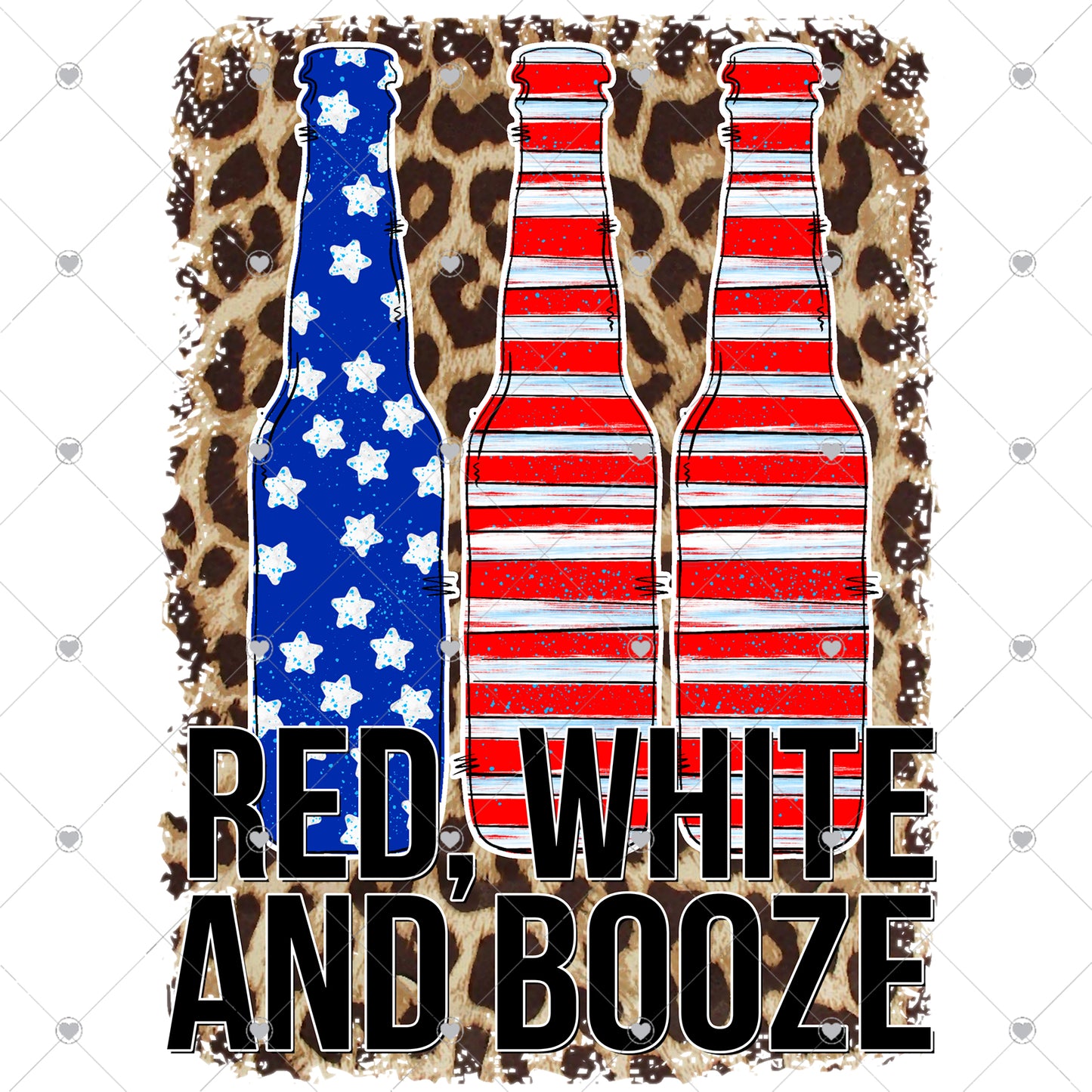 Red White and Booze Leopard Ready To Press Sublimation Transfer