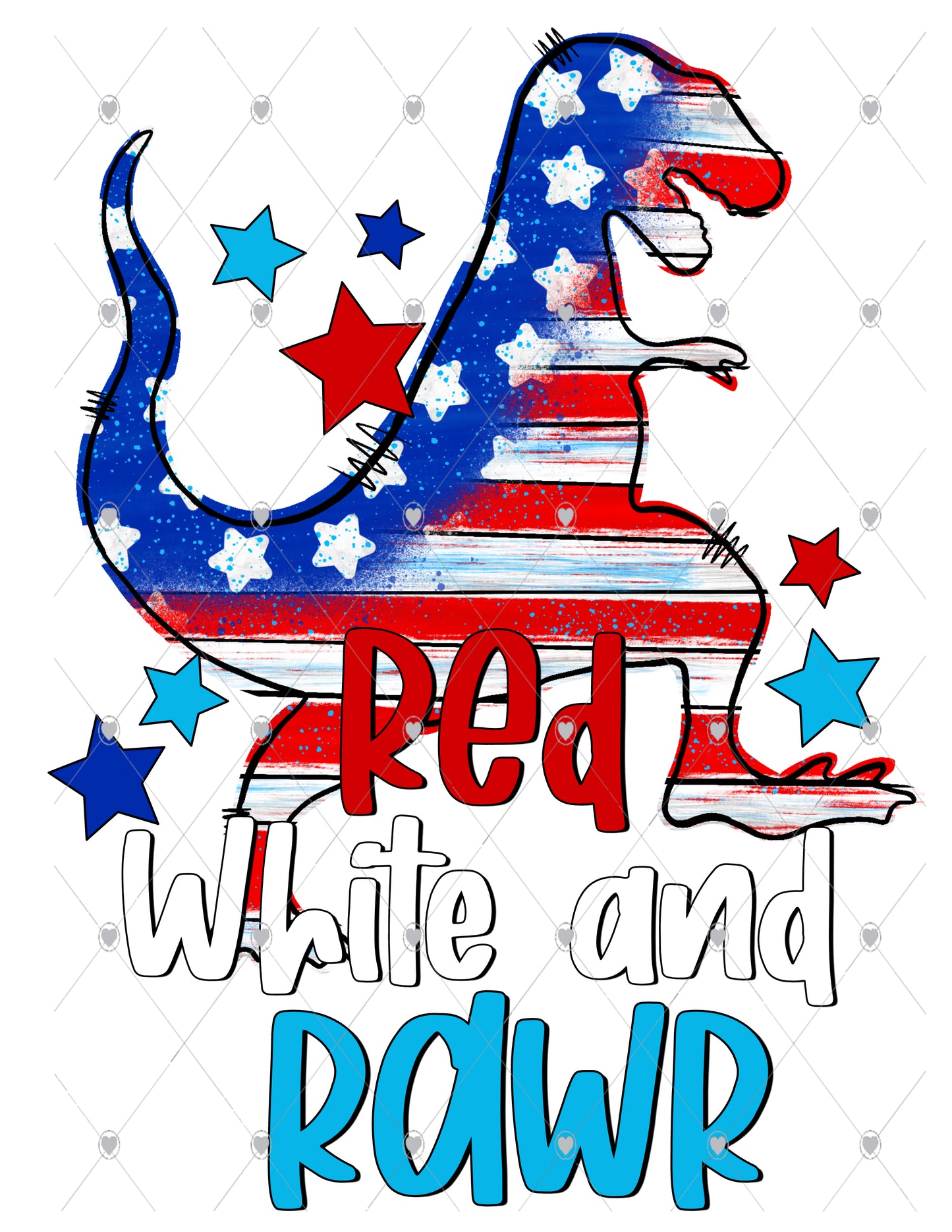 Red White and Rawr Ready To Press Sublimation and DTF Transfer