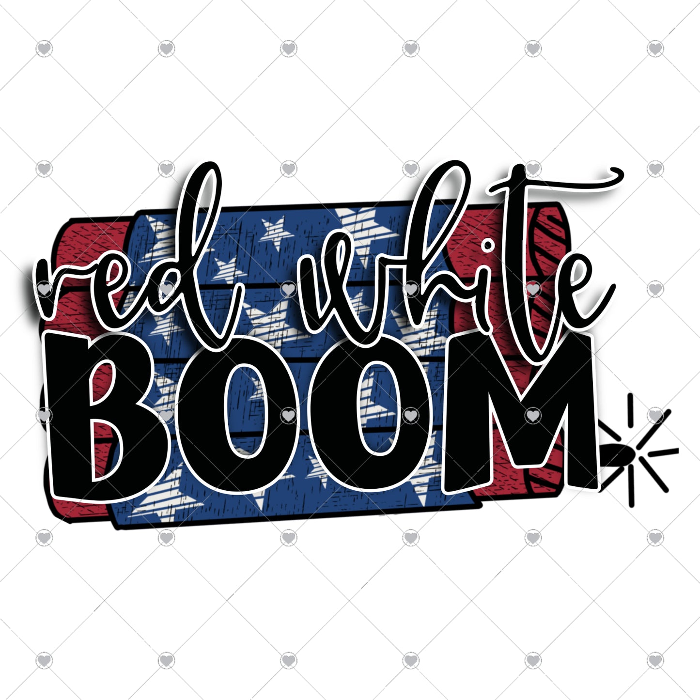 Red White Boom Ready To Press Sublimation and DTF Transfer