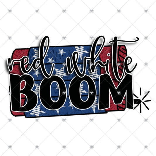 Red White Boom Ready To Press Sublimation and DTF Transfer
