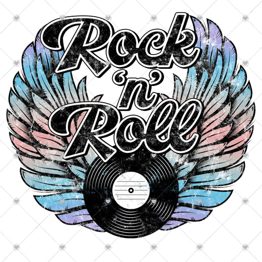 Rock n Roll | Colorful Wings Ready To Press Sublimation and DTF Transfer