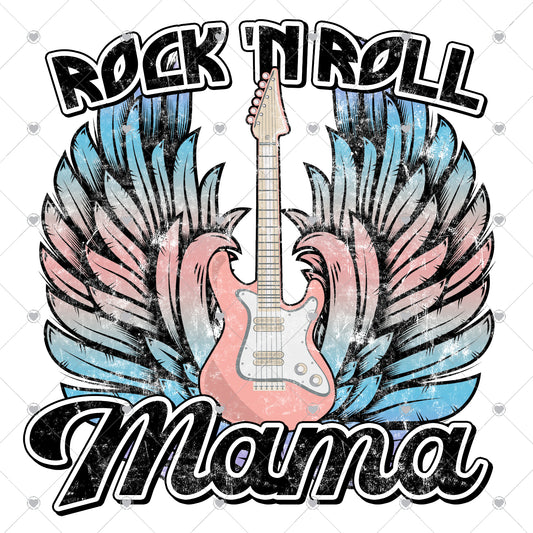 Rock n Roll Mama | Colorful Wings Ready To Press Sublimation and DTF Transfer
