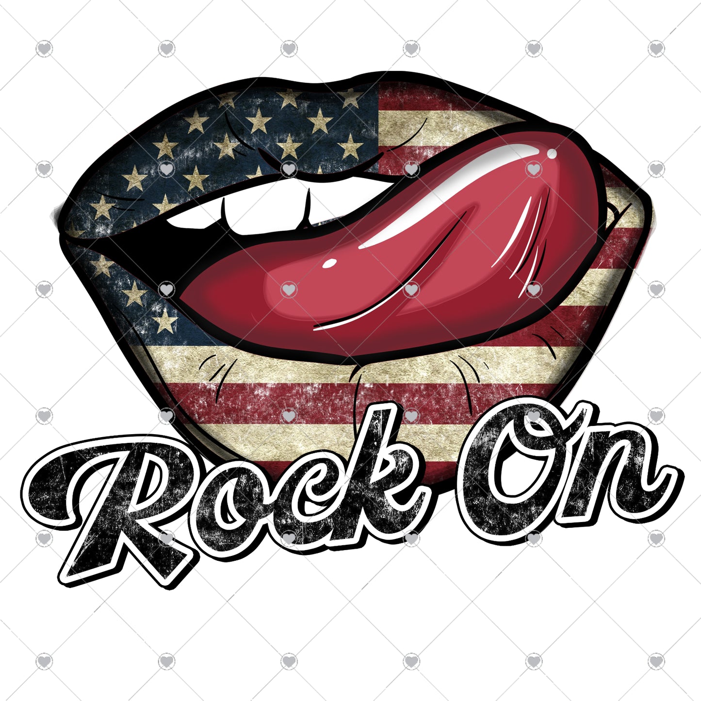 Rock On American Lips Ready To Press Sublimation and DTF Transfer