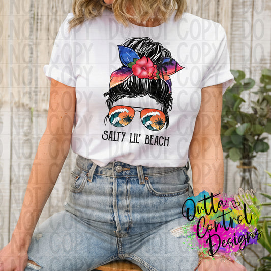 Salty Little Beach Messy Bun Ready to Press Sublimation and DTF Transfer