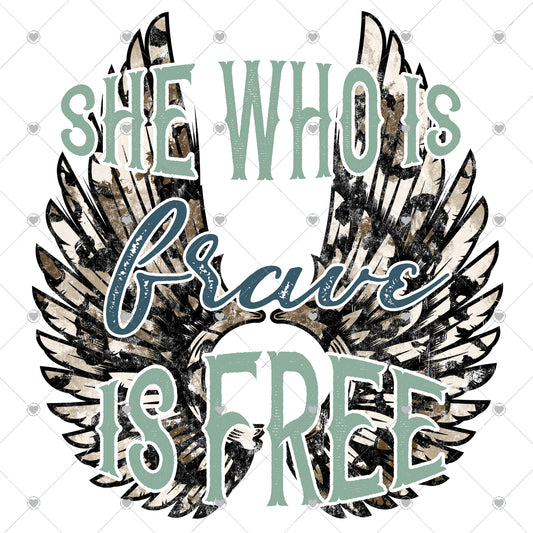 She Who Is Brave Is Free | Leopard Wings Ready To Press Sublimation and DTF Transfer