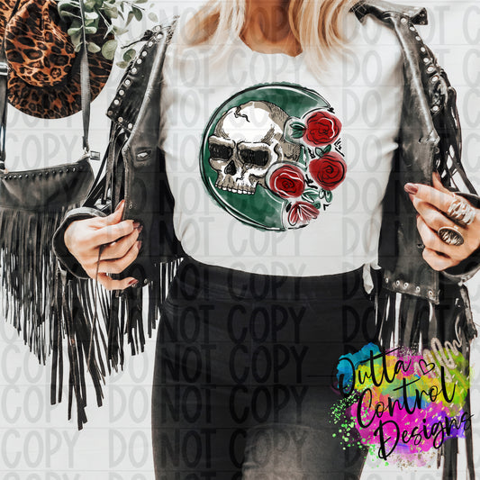Skull And Roses Ready To Press Sublimation and DTF Transfer