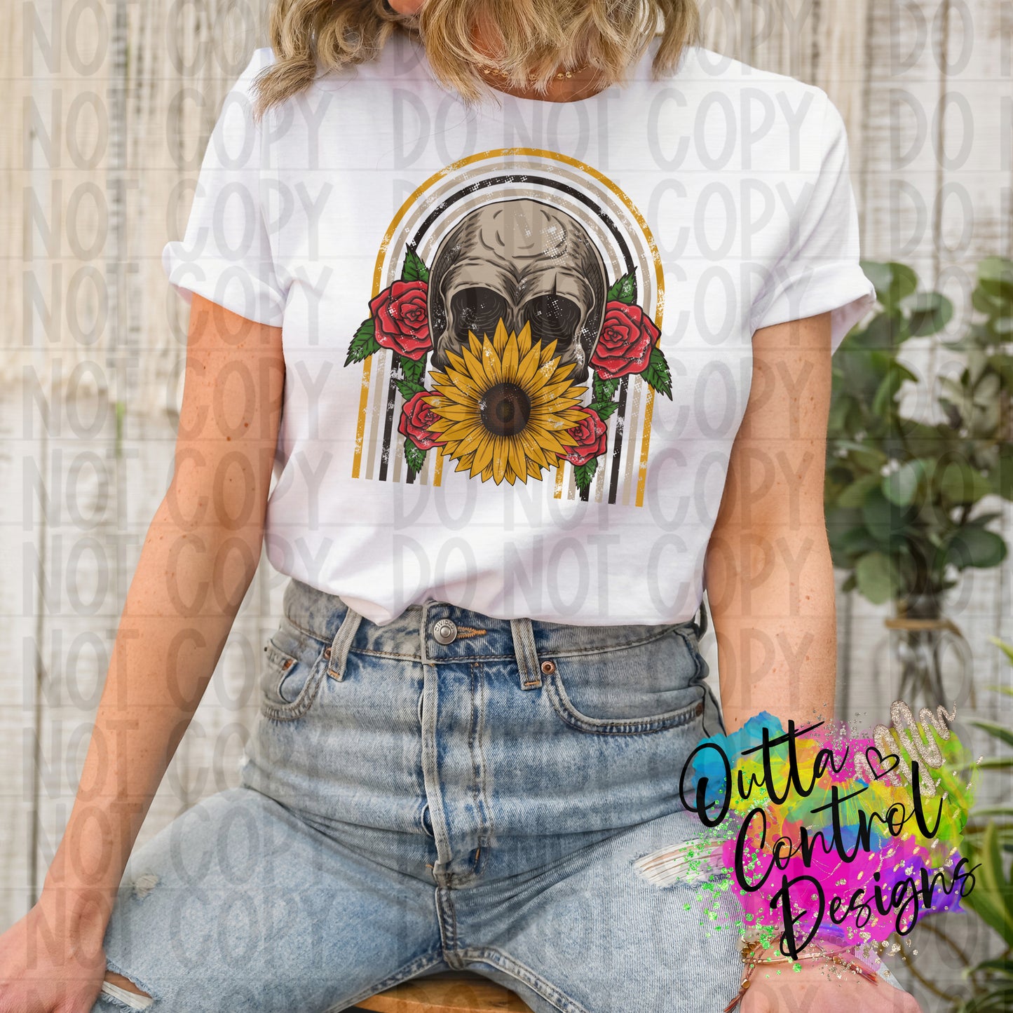 Skull Sunflower Ready to Press Sublimation and DTF Transfer