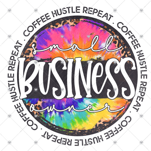 Small business owner (coffee hustle repeart) Ready To Press Sublimation and DTF Transfer