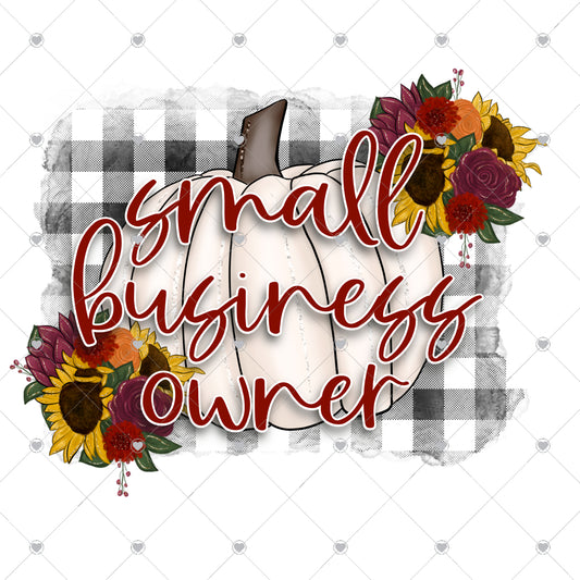Small Business Owner Pumpkin Plaid Ready To Press Sublimation and DTF Transfer