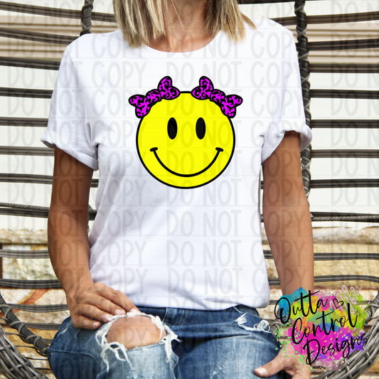 Smile Face with Bows Ready To Press Sublimation and DTF Transfer