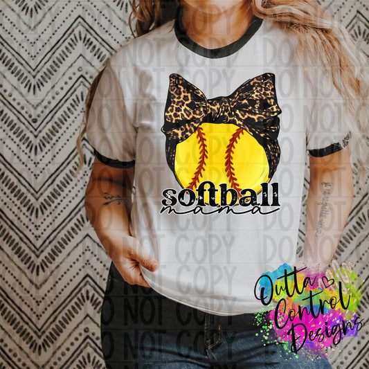 Softball Mama Bow Ready To Press Sublimation and DTF Transfer