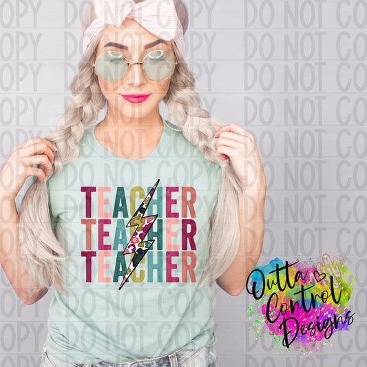 Spring Teacher Stacked Ready to Press Sublimation and DTF Transfer