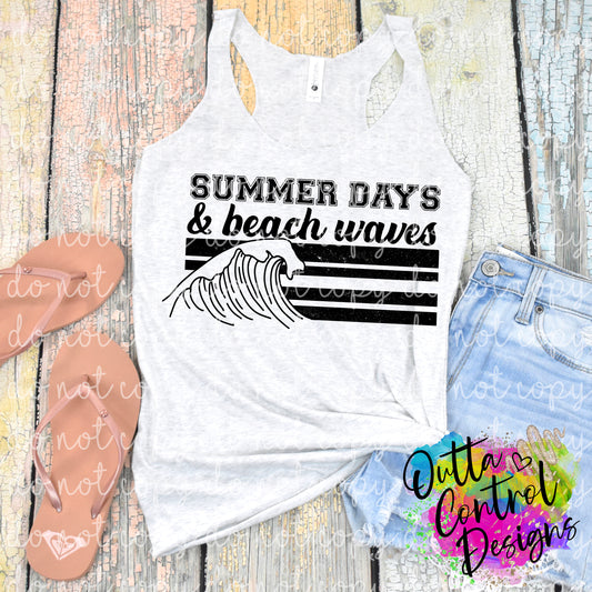 Summer Days Beach Waves Ready To Press Sublimation and DTF Transfer