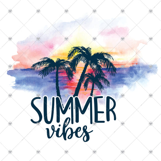 Summer Vibes Sunset Ready To Press Sublimation and DTF Transfer