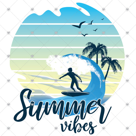 Summer Vibes Surfing Ready To Press Sublimation and DTF Transfer