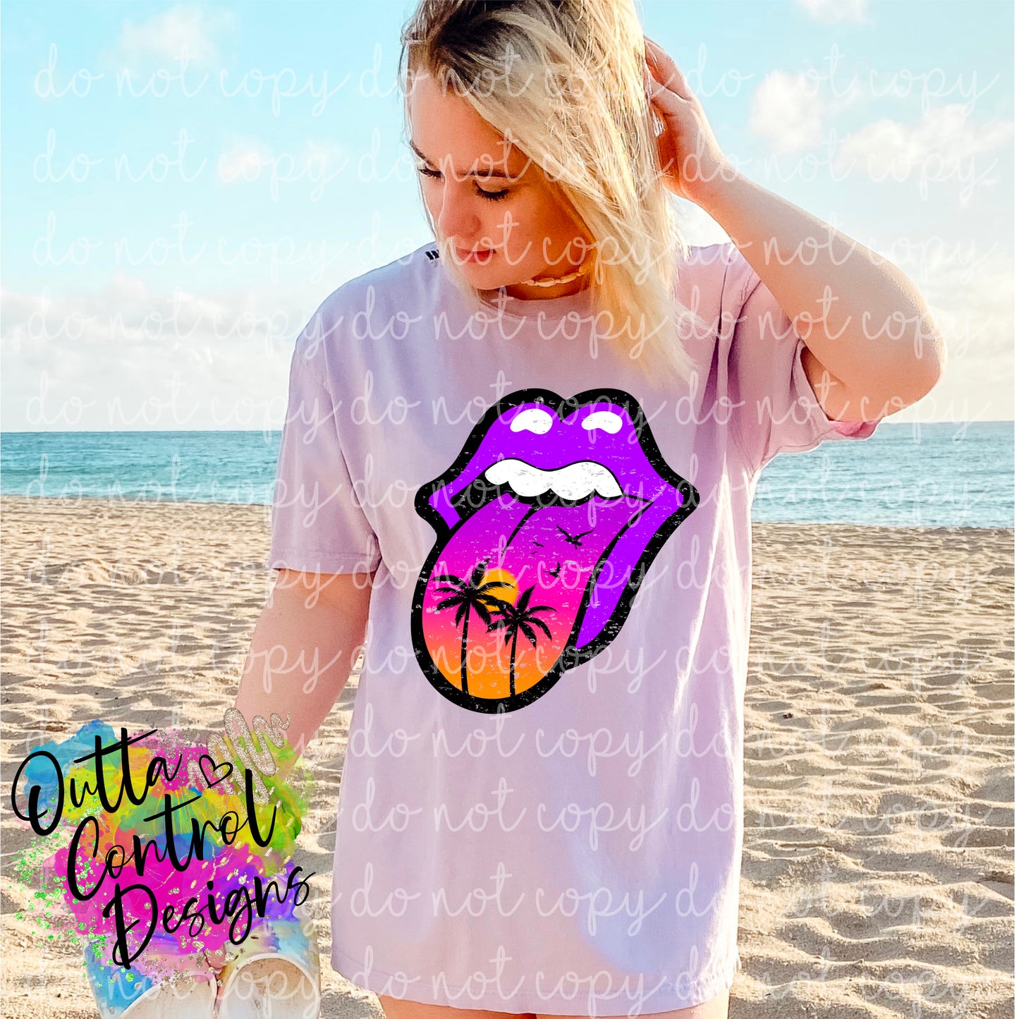 Sunset Lips Purple Ready to Press Sublimation and DTF Transfer