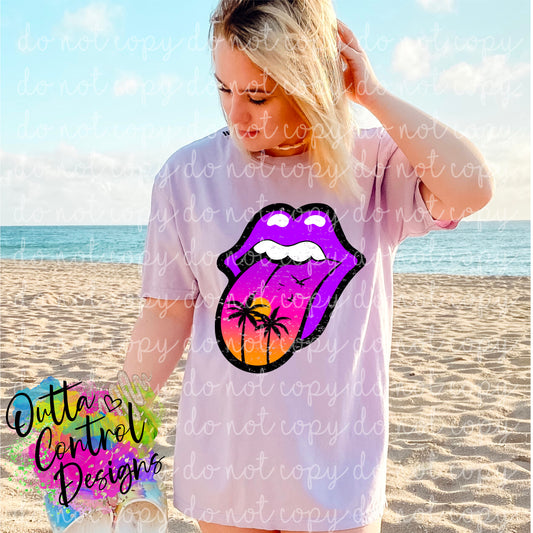 Sunset Lips Purple Ready to Press Sublimation and DTF Transfer