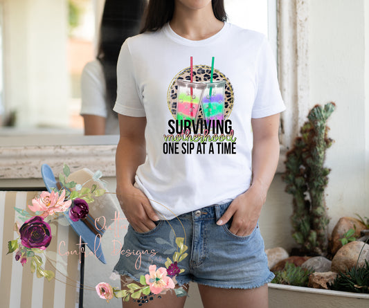 Surviving Motherhood One Sip at a Time Ready To Press Sublimation Transfer