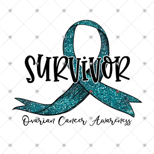 Survivor Ovarian Cancer Awareness Ribbon Ready To Press Sublimation Transfer