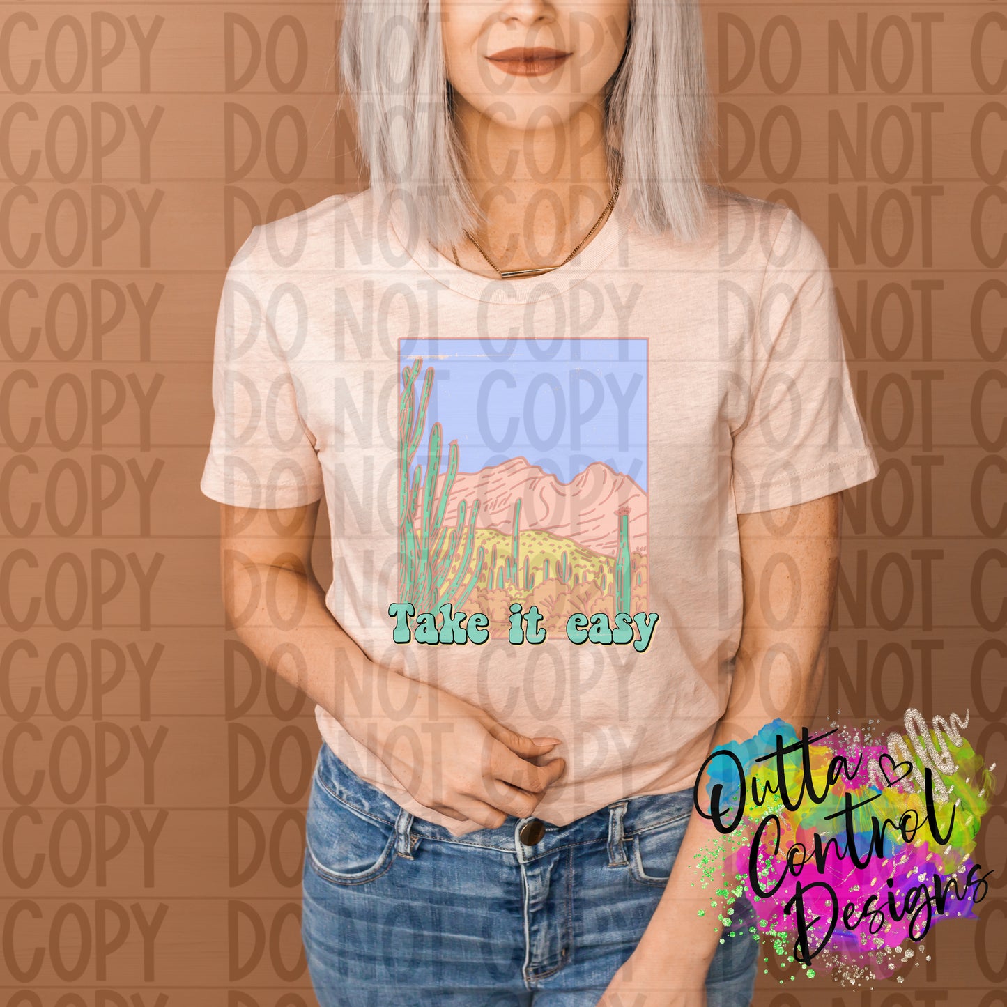 Take It Easy Retro Western Pastel Desert Ready to Press Sublimation and DTF Transfer