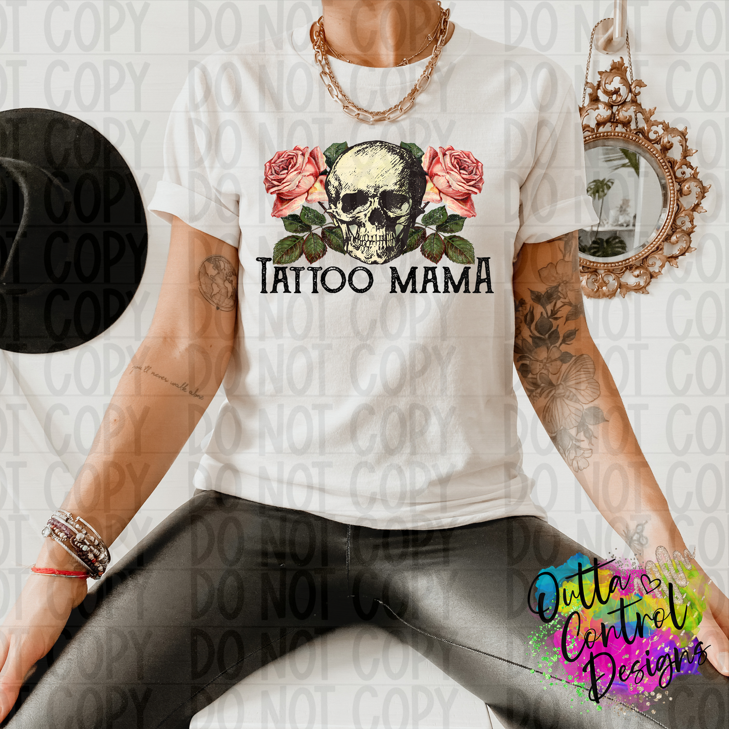 Tattoo Mama Rose Skull Ready To Press Sublimation and DTF Transfer