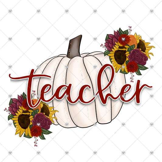 Teacher Pumpkin Ready To Press Sublimation and DTF Transfer