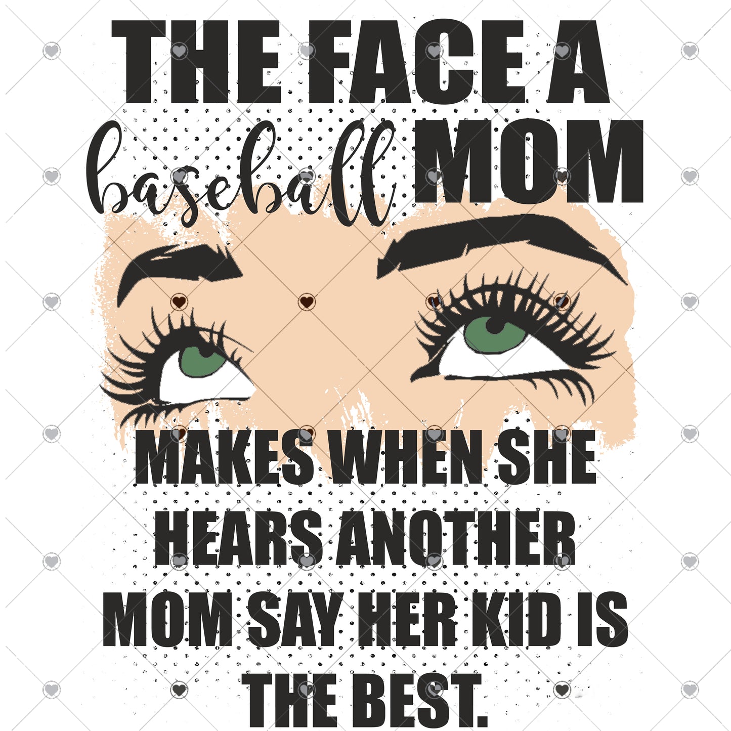 Baseball mom face Ready To Press Sublimation and DTF Transfer