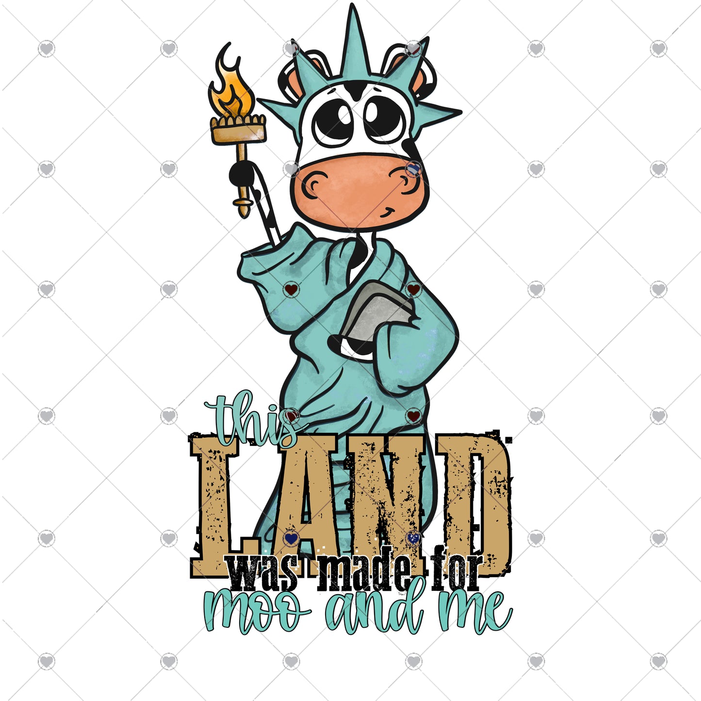 This Land Was Made for Moo and Me Ready To Press Sublimation and DTF Transfer