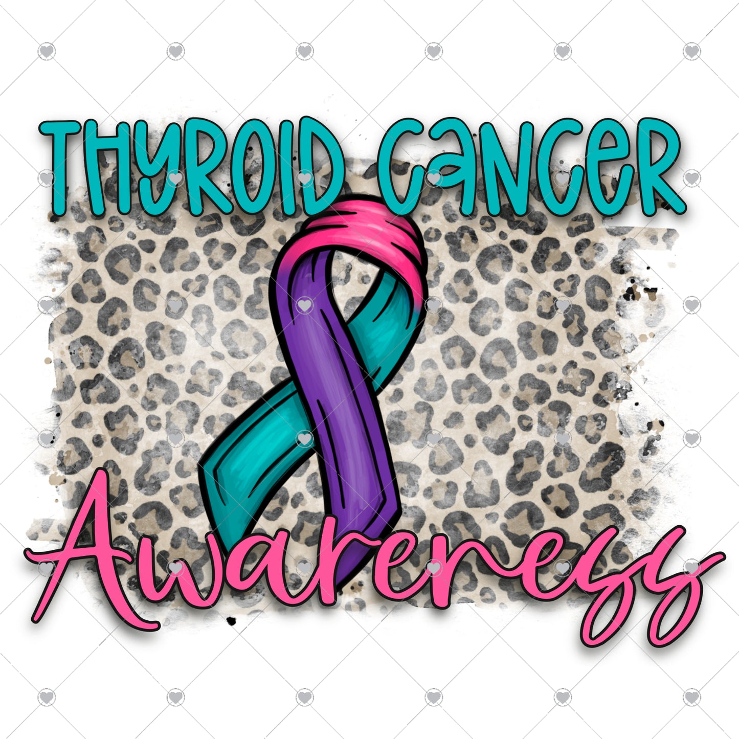 Thyroid Cancer Awareness Leopard Ready To Press Sublimation and DTF Transfer