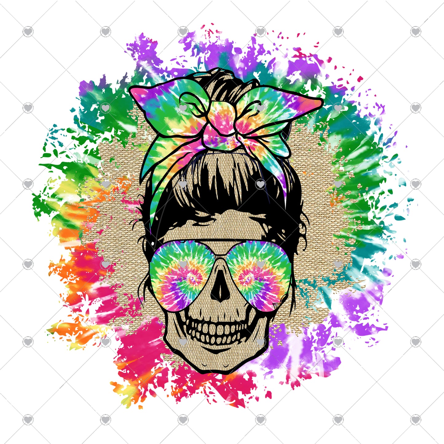 Tie Dye Skull Ready To Press Sublimation and DTF Transfer