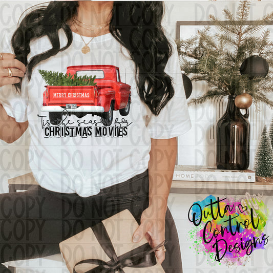 Tis The Season For Christmas Movies Truck Ready To Press Sublimation and DTF Transfer