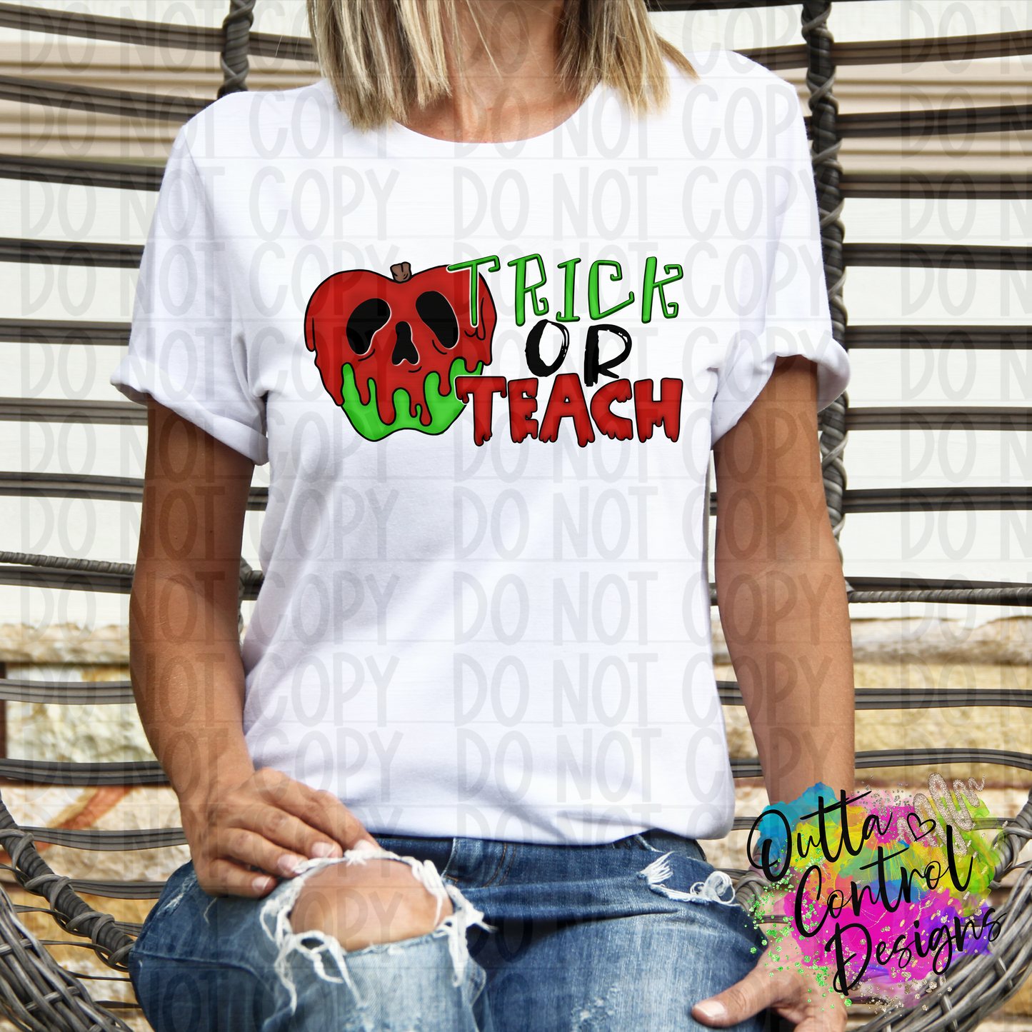 Trick Or Teach Bad Halloween Apple Ready To Press Sublimation and DTF Transfer