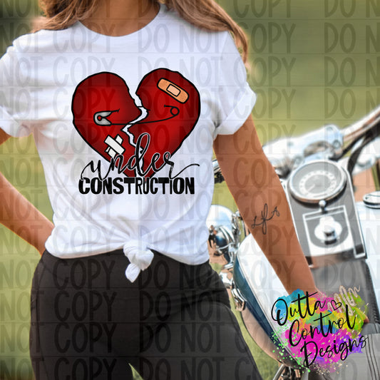 Under Construction Heart Ready to Press Sublimation and DTF Transfer