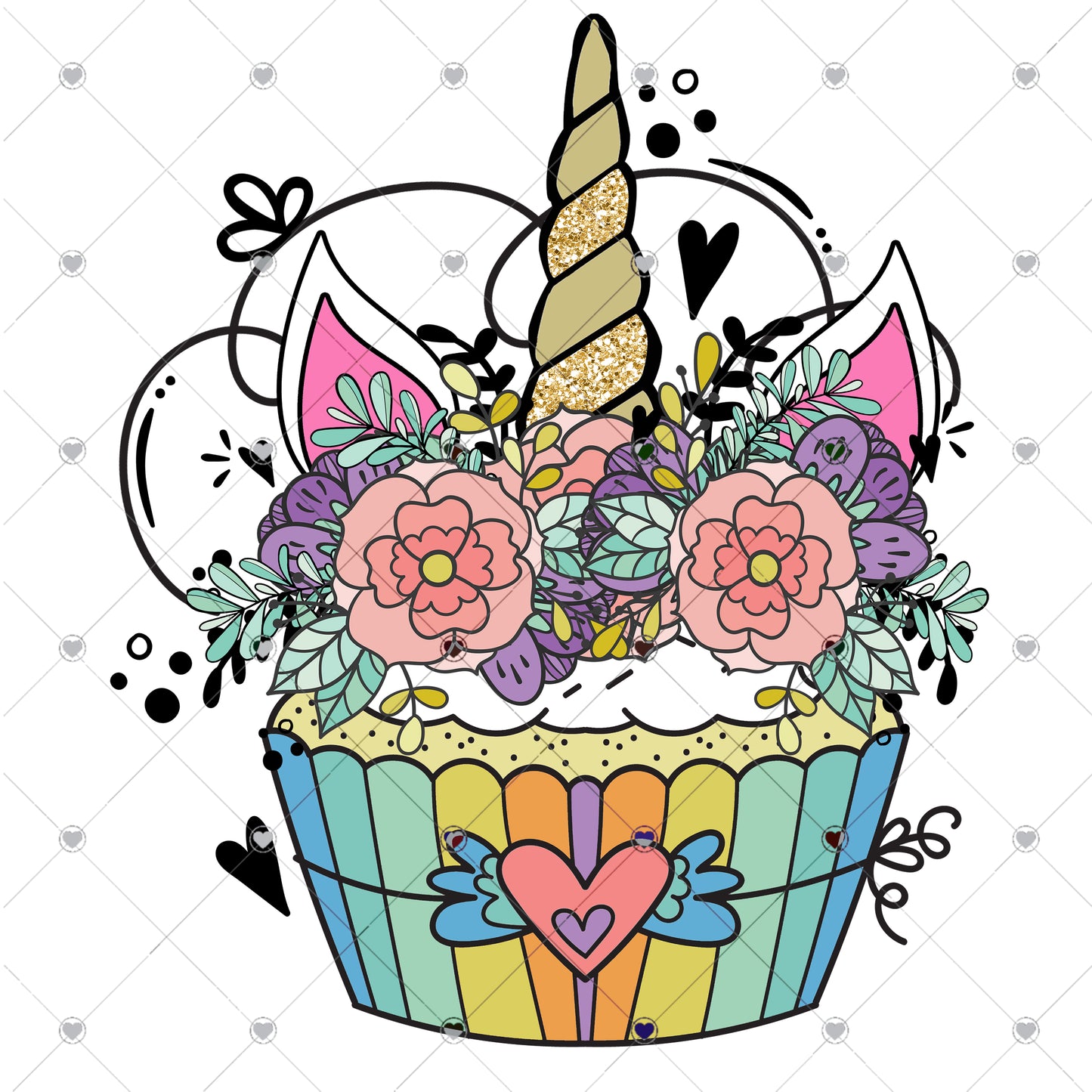 Unicorn Cupcake Ready To Press Sublimation and DTF Transfer