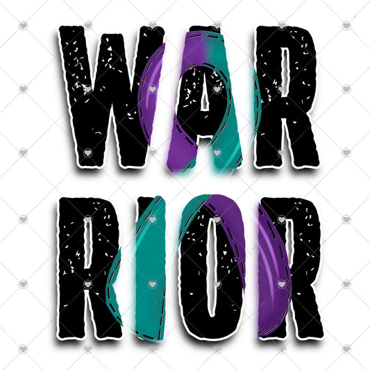 Warrior Black Purple Teal Ready To Press Sublimation and DTF Transfer