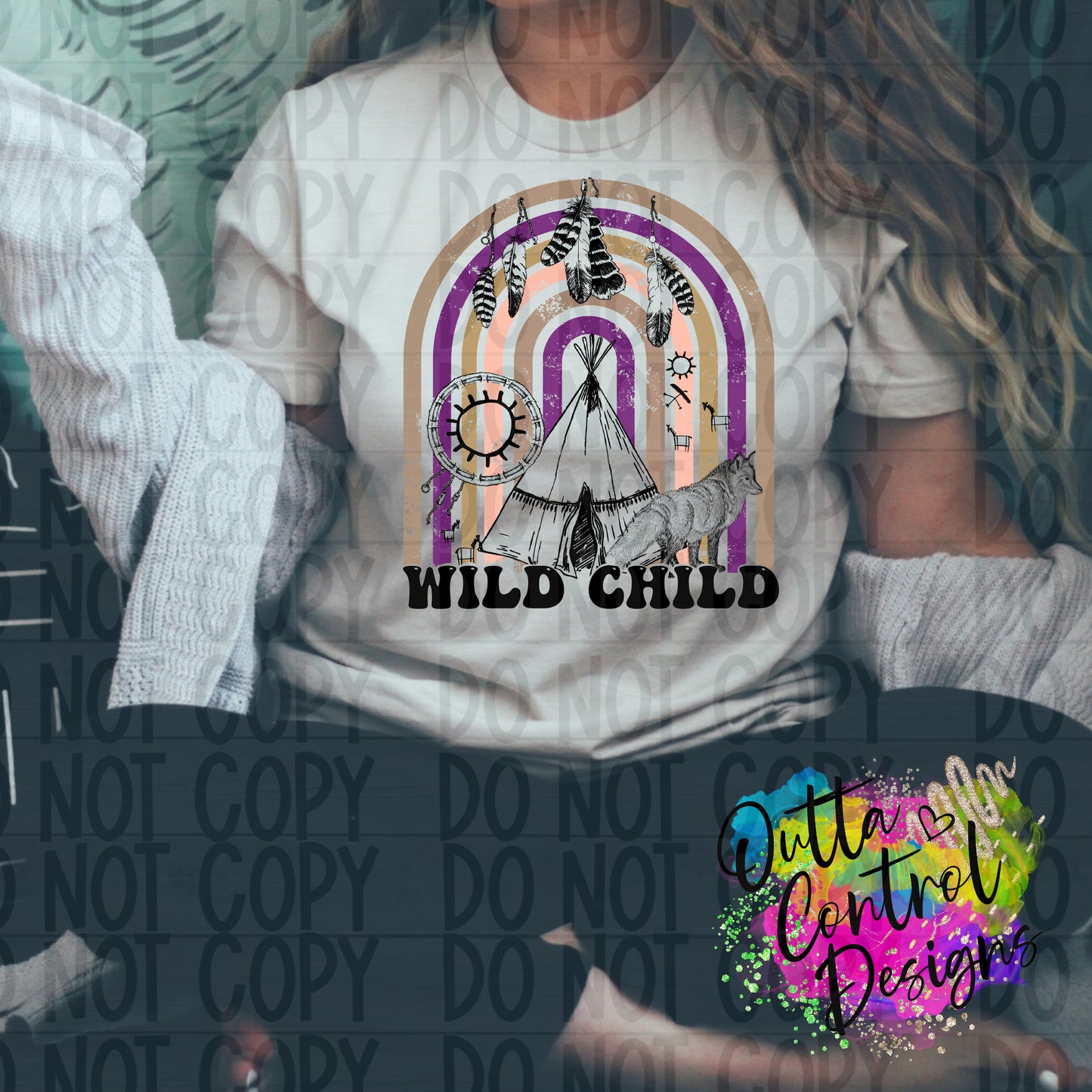 Wild Child Wolf Rainbow Ready To Press Sublimation and DTF Transfer