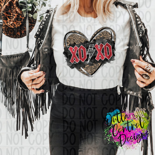 Xoxo Leopard Bolt Heart Ready to Press Sublimation and DTF Transfer