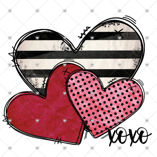 Xoxo with Hearts Ready To Press Sublimation and DTF Transfer