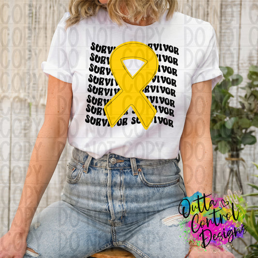 Yellow Survivor Ready To Press Sublimation and DTF Transfer